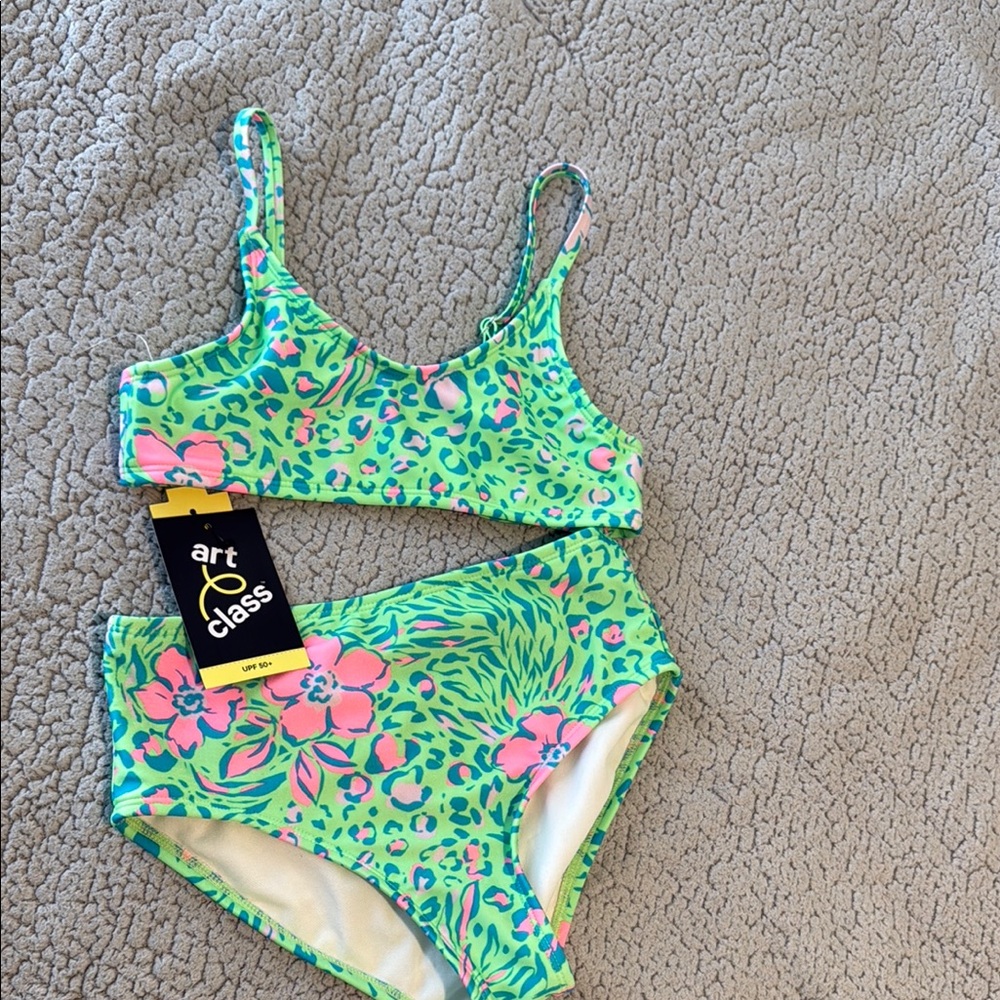 Art Class Green and Pink Bikini Swimwear
